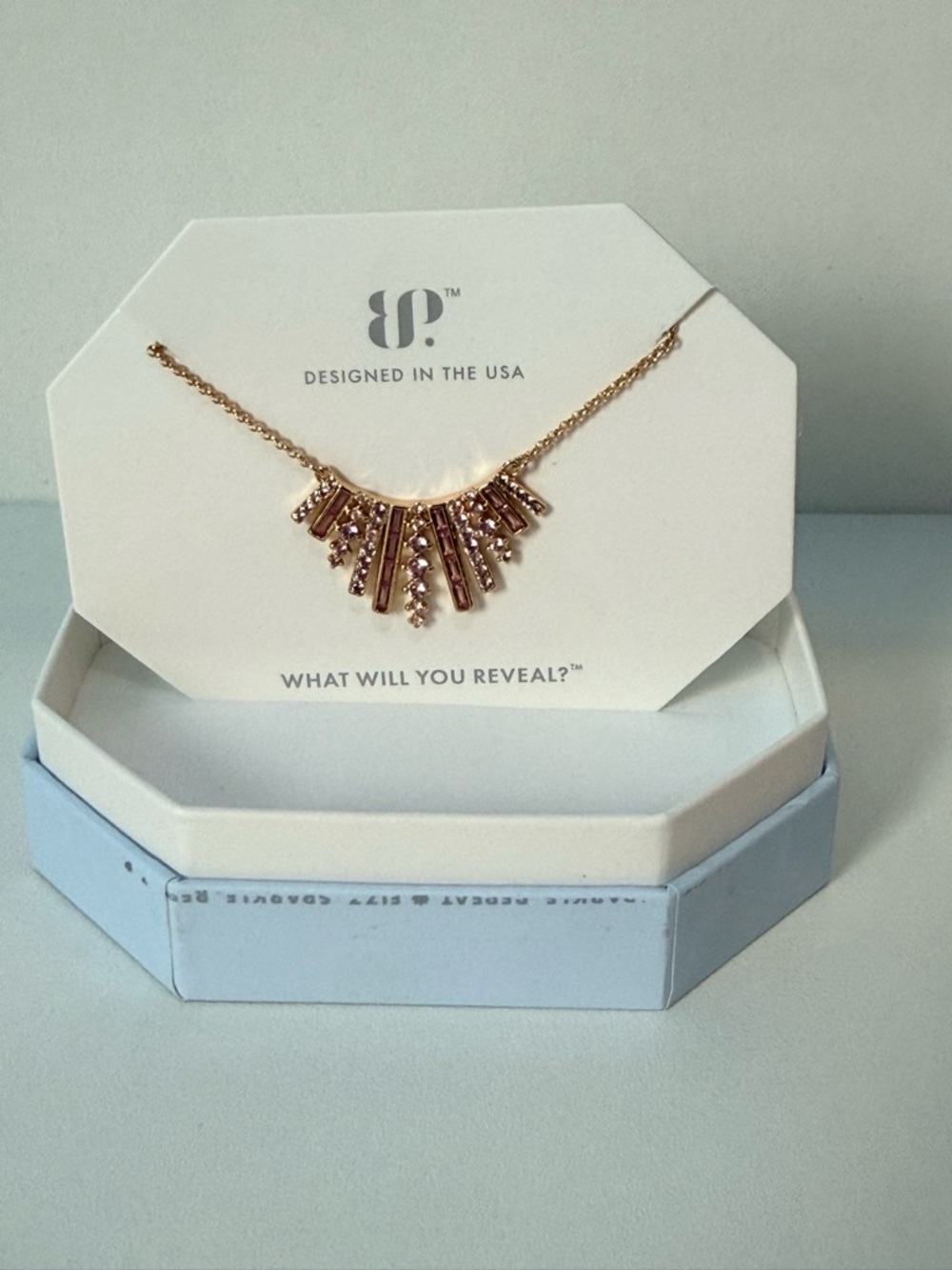 bp NK71198 “Sparkle is My Love Language” Gold-Tone Crystal Fringe Necklace